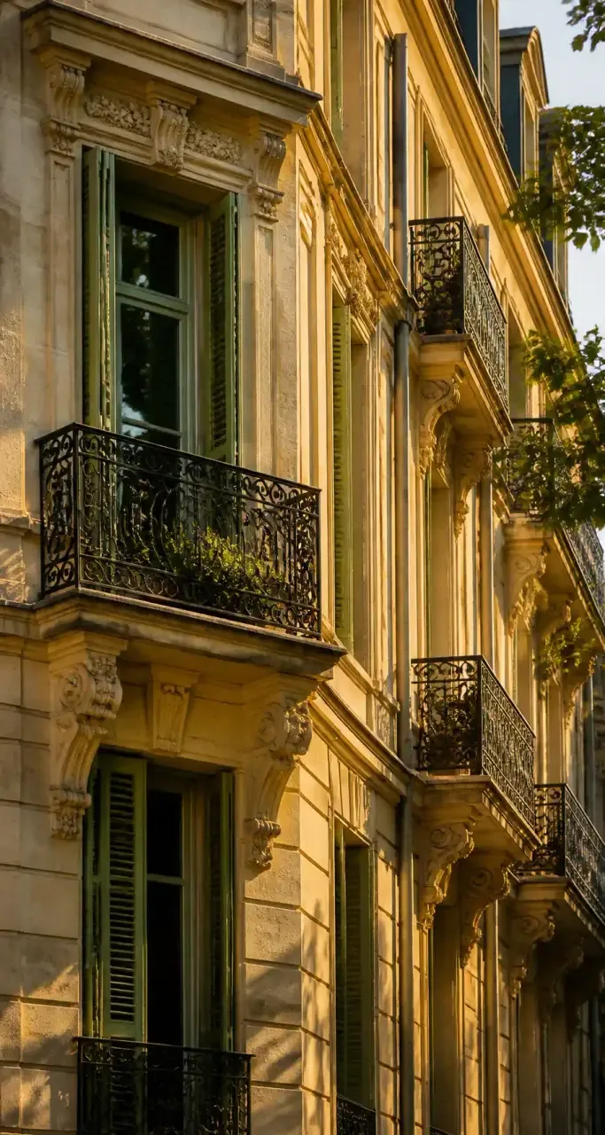 Façade haussmannienne en pierre calcaire à Reims