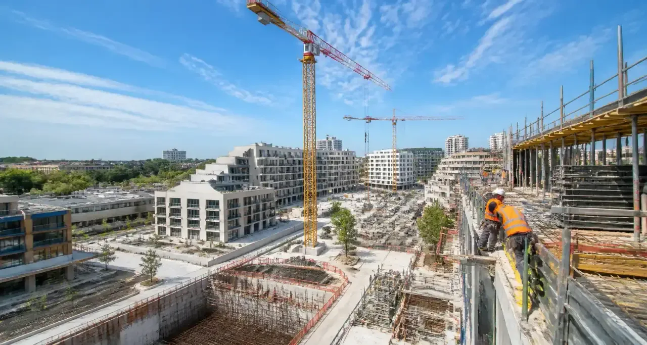 Chantier de rénovation urbaine dans un quartier de Reims