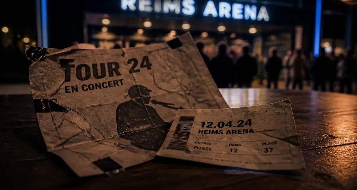 Billets concerts Reims Arena sur table, programme froissé