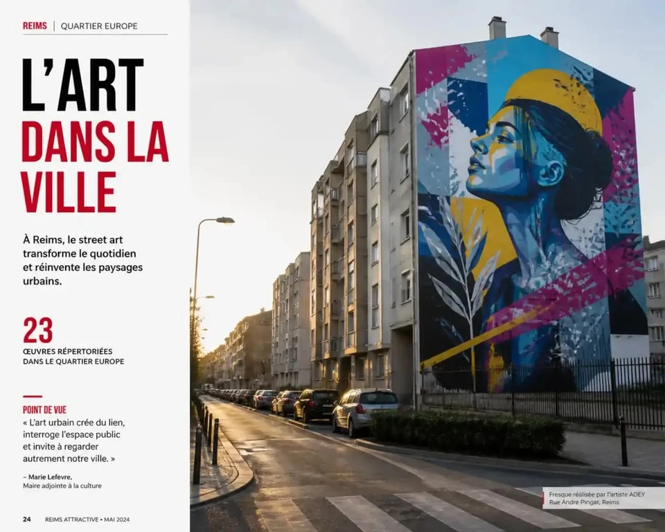Street art culture Reims dans le quartier Europe