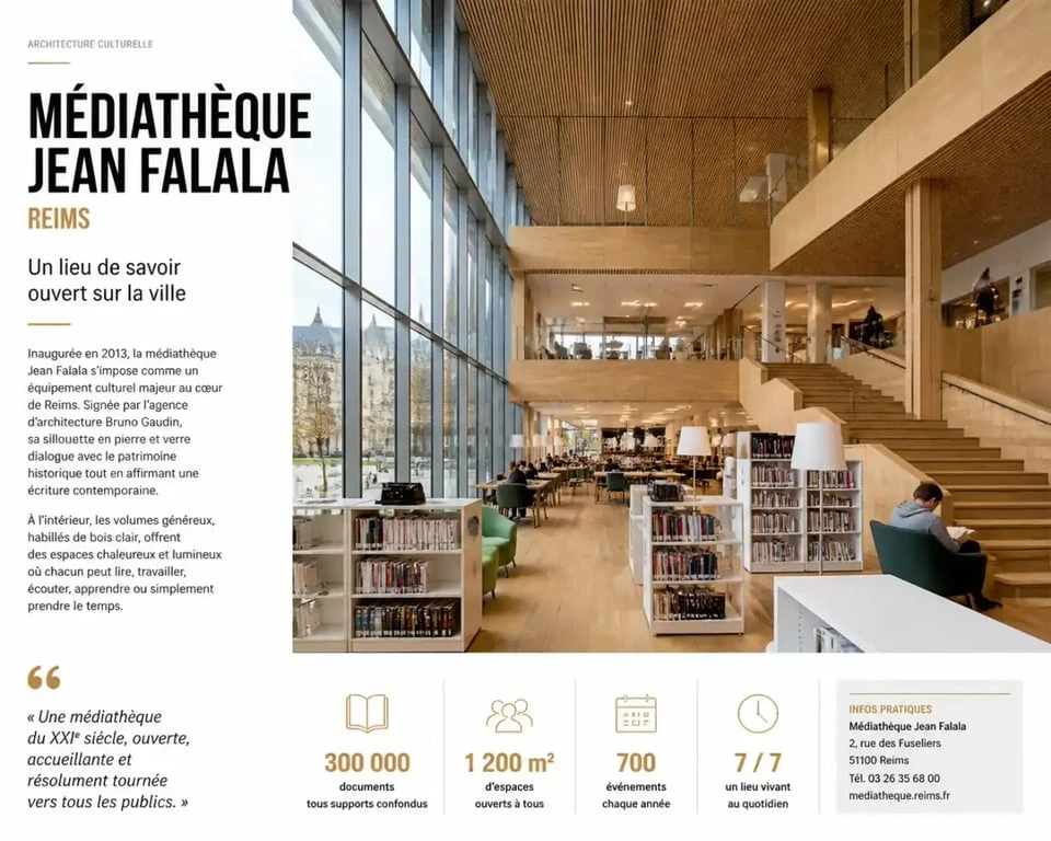 Médiathèque Jean Falala, réseau culturel de Reims
